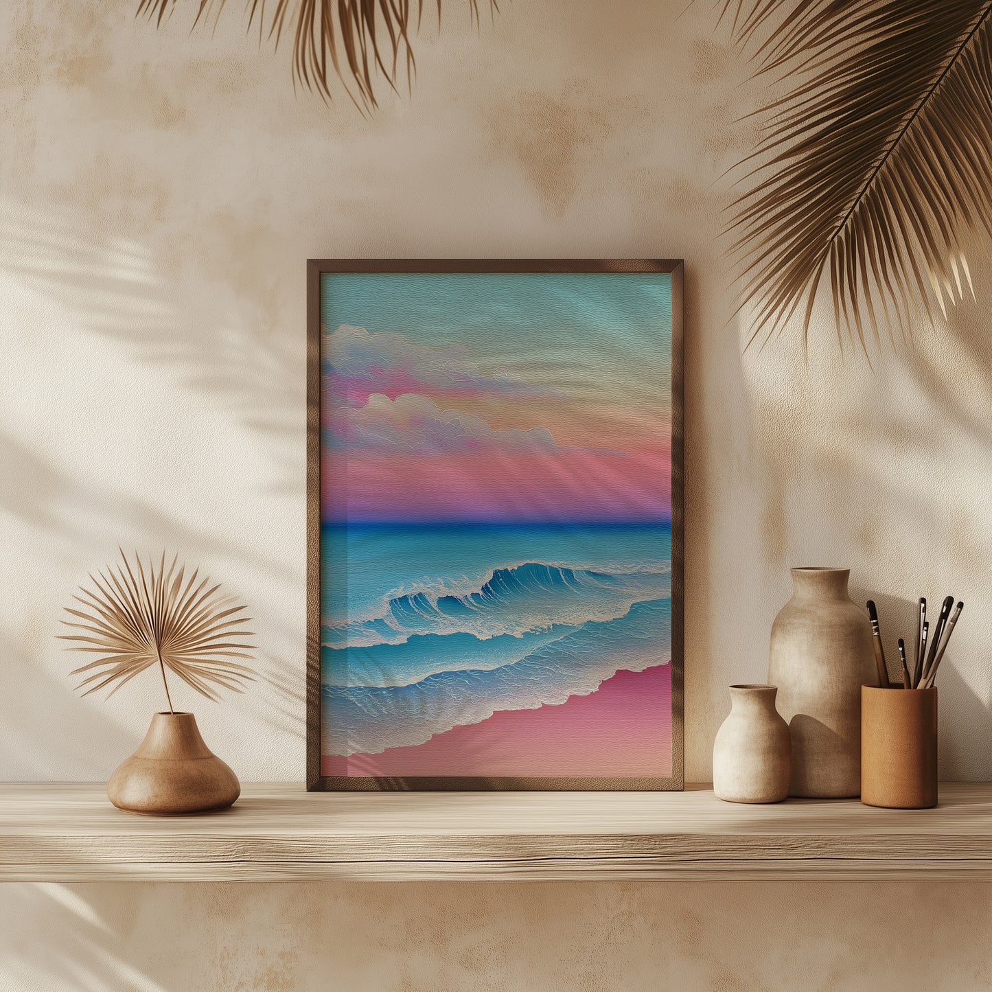 Vibrant Pink & Blue Coastal Print - No1