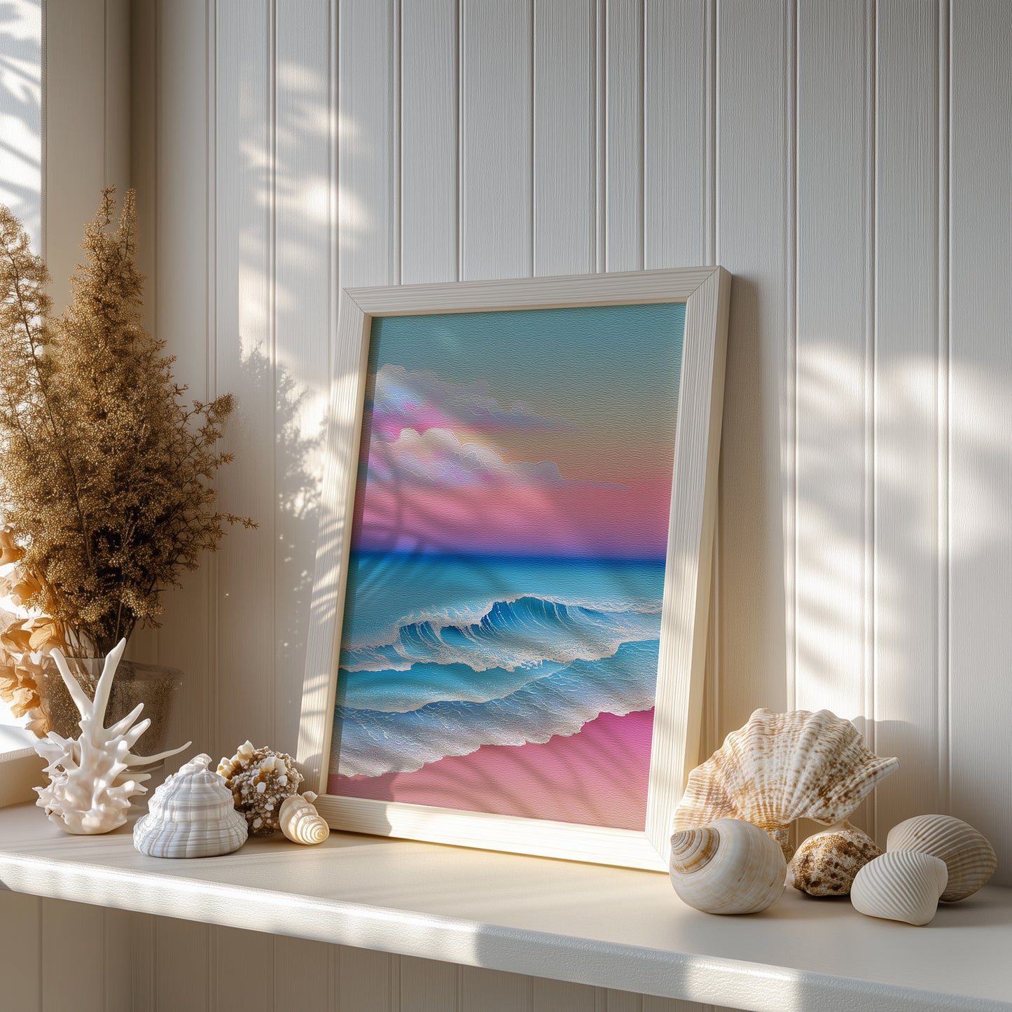 Vibrant Pink & Blue Coastal Print - No1