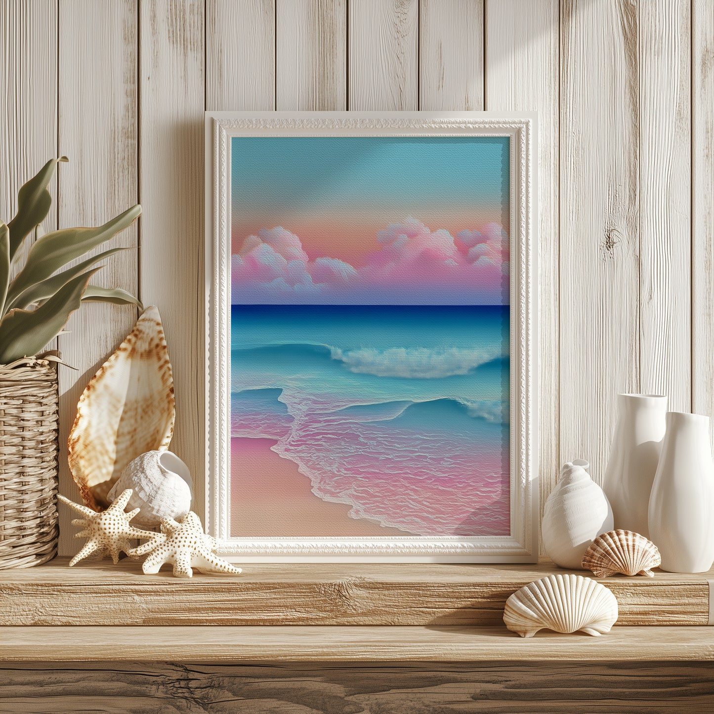 Vibrant Pink & Blue Coastal Print - No2