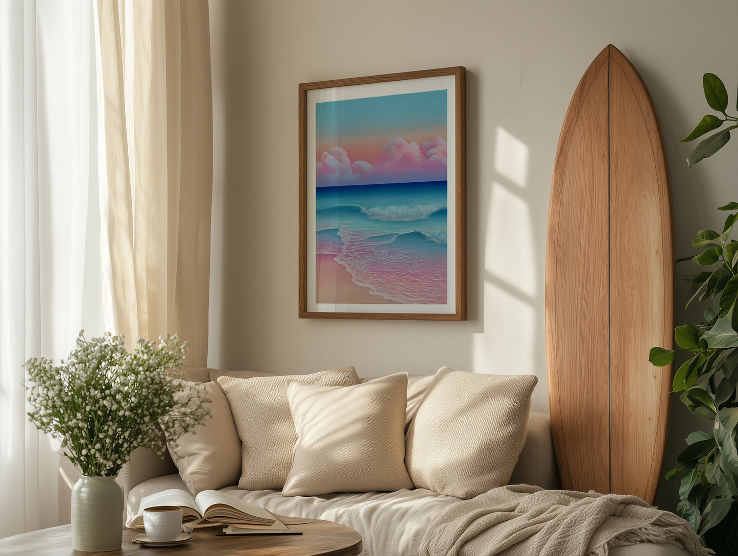 Vibrant Pink & Blue Coastal Print - No2