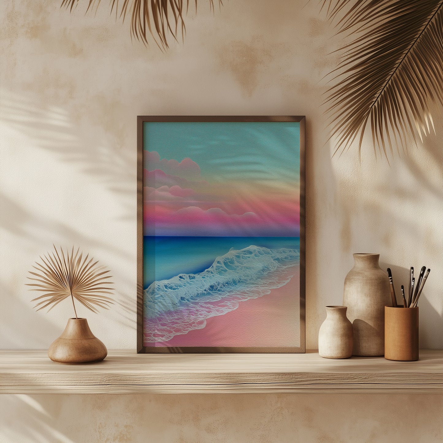 Vibrant Pink & Blue Coastal Print - No3