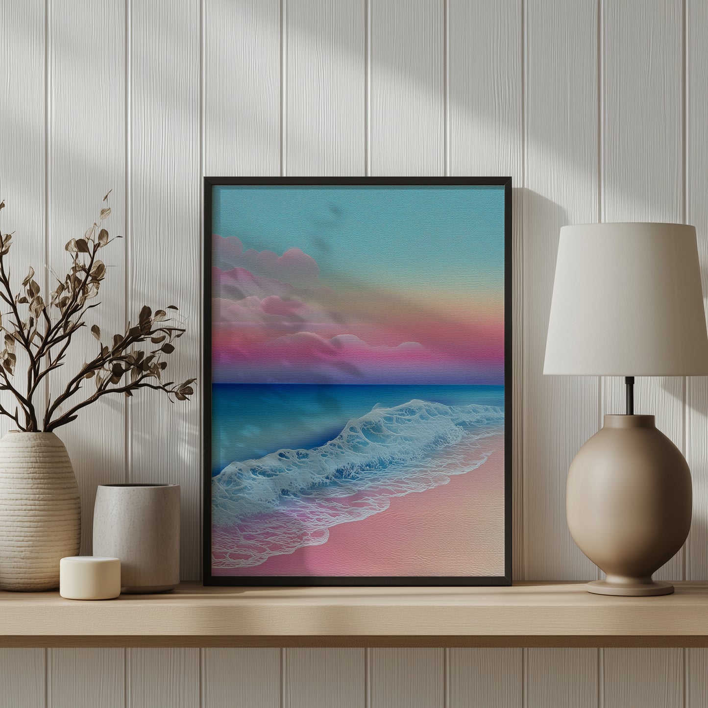 Vibrant Pink & Blue Coastal Print - No3