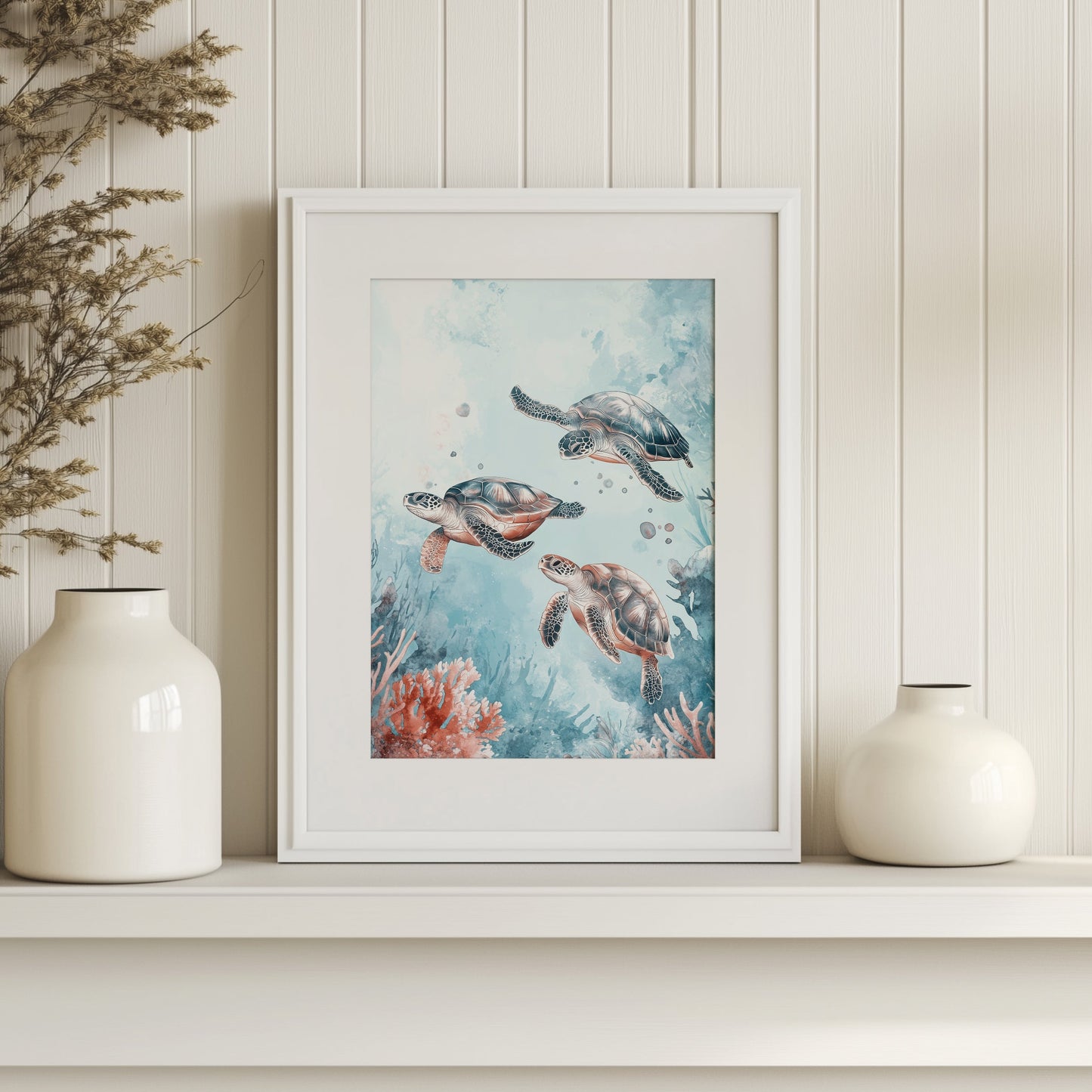 Ocean Dance: Sea Turtles Watercolour Print