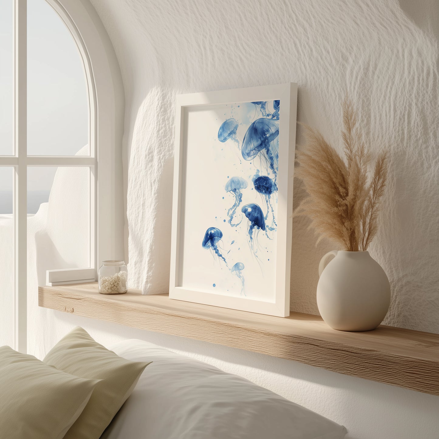 Blue Jellyfish Watercolour Print