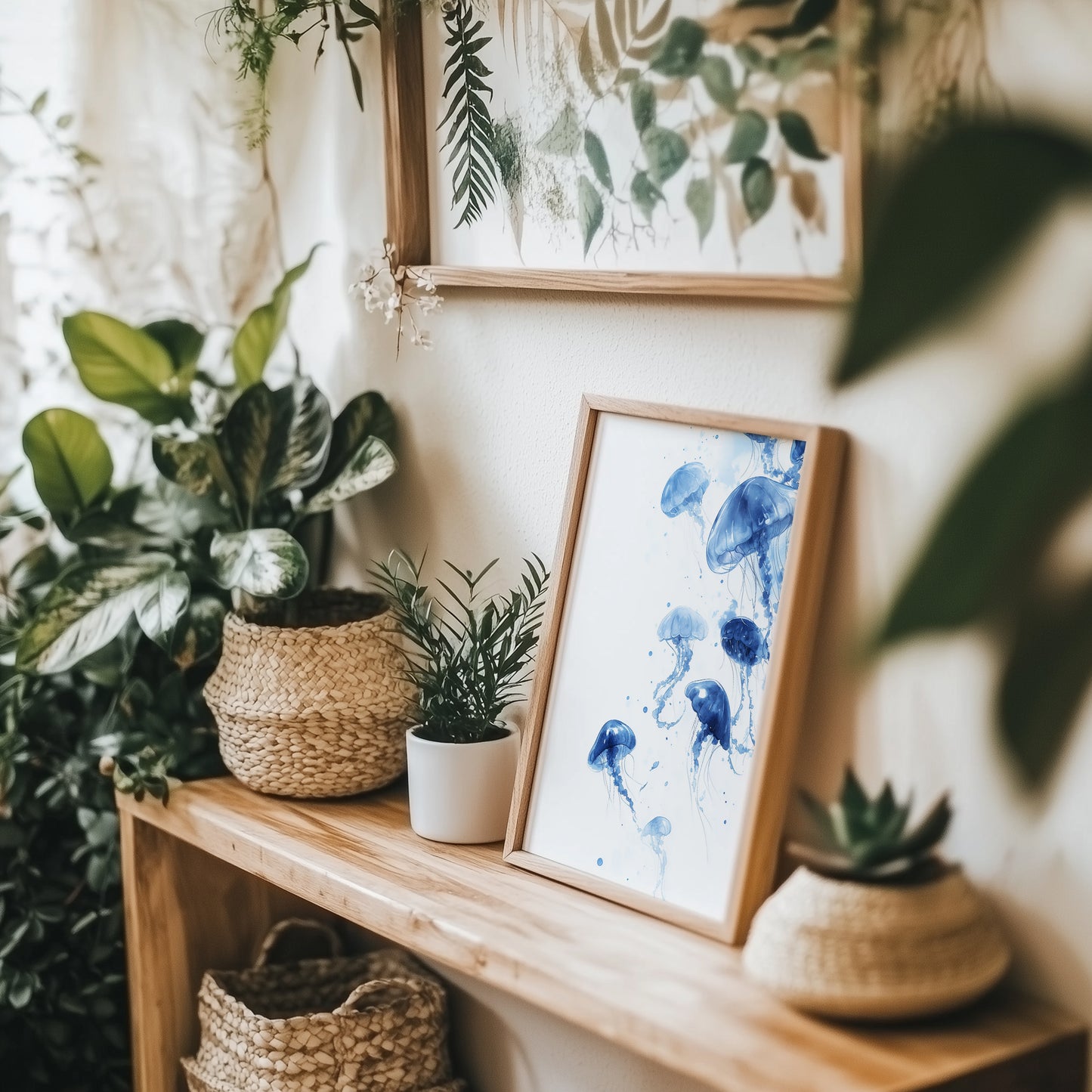Blue Jellyfish Watercolour Print