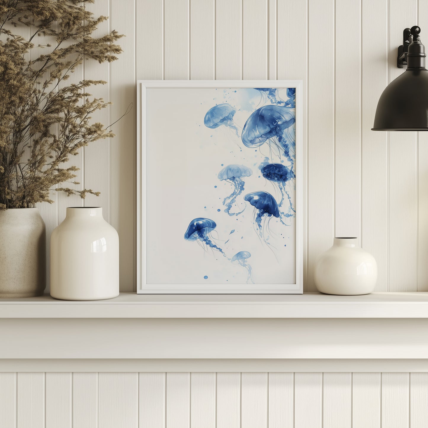 Blue Jellyfish Watercolour Print