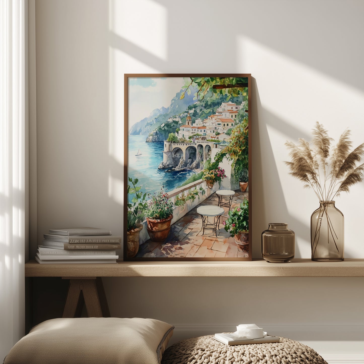 Amalfi Coast Terrace Watercolour Print