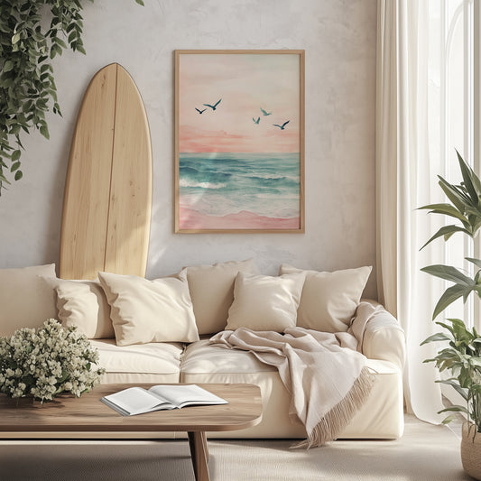 Serene Coastal Sunset Wall Art Print