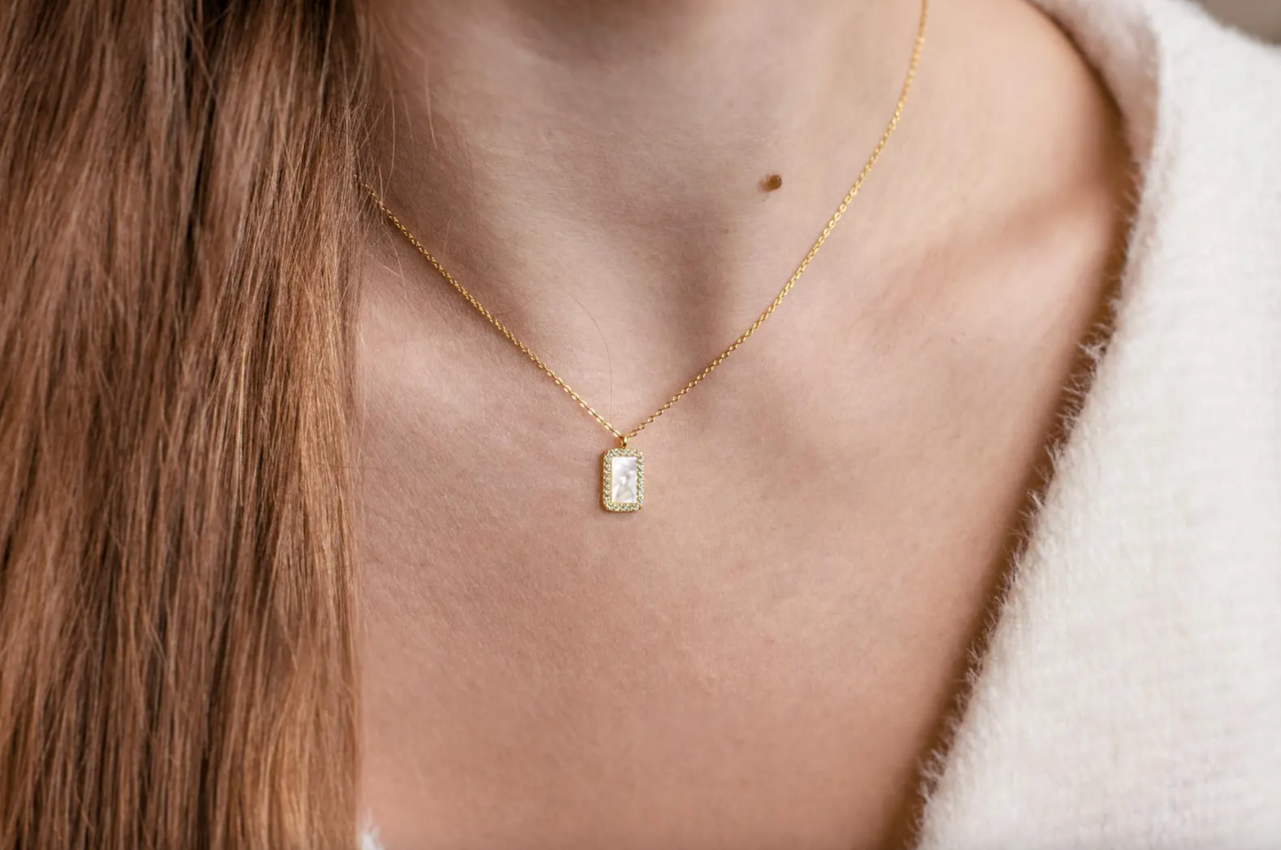 Gold Mother Of Pearl Necklace