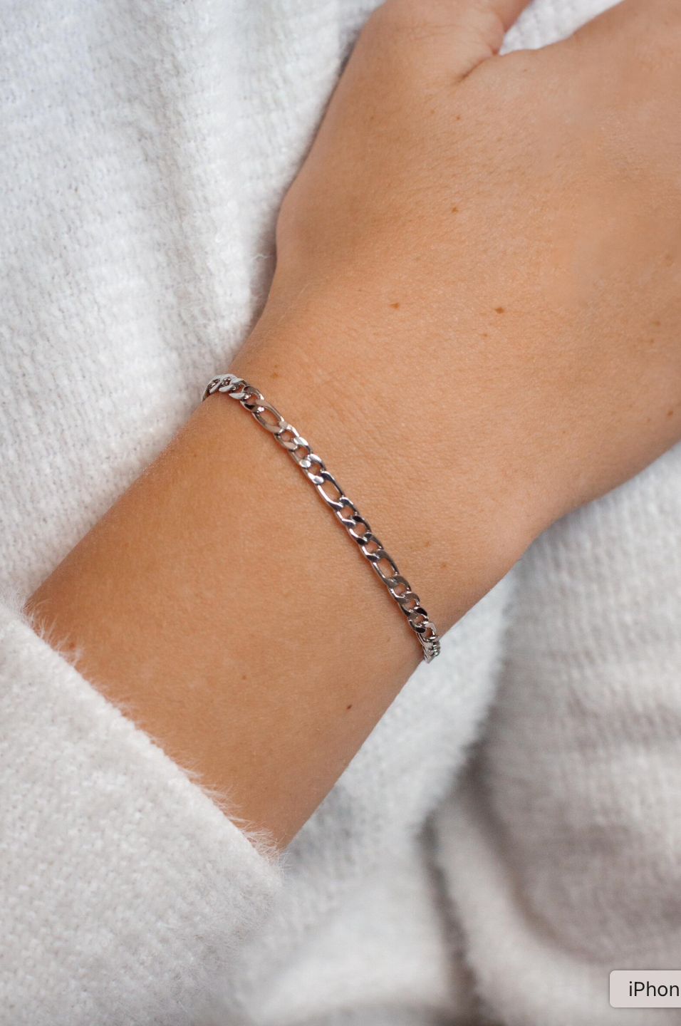 Silver Figaro Chain Bracelet