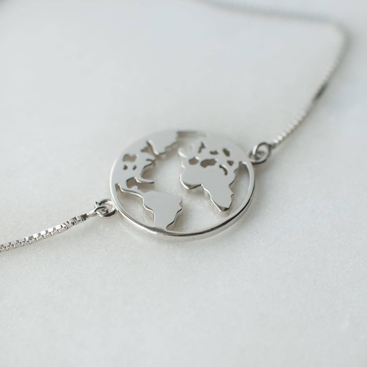 Sterling Silver World Map Bracelet