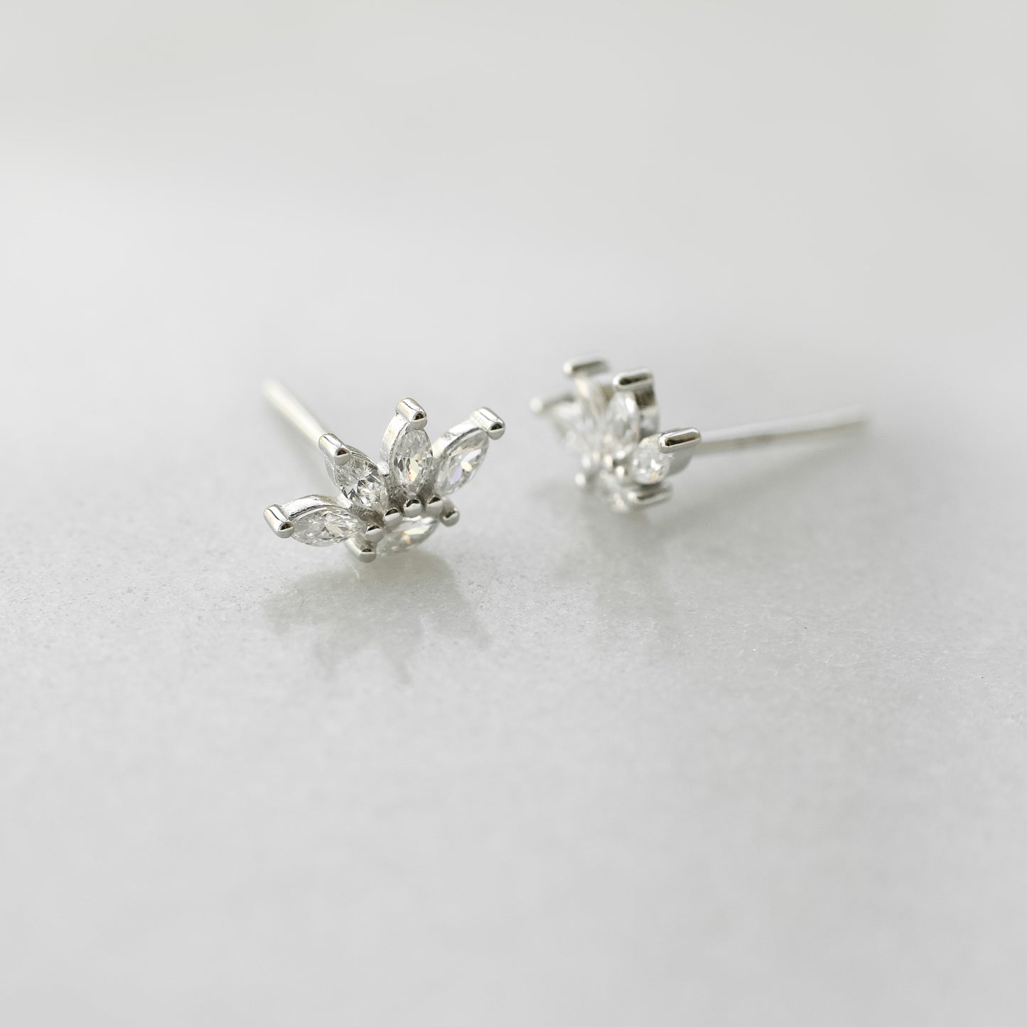 Silver Lotus Cubic Zirconia Studs