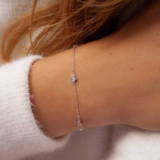 Dainty Silver Triple Heart Bracelet