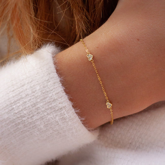 Dainty Gold Triple Heart Bracelet
