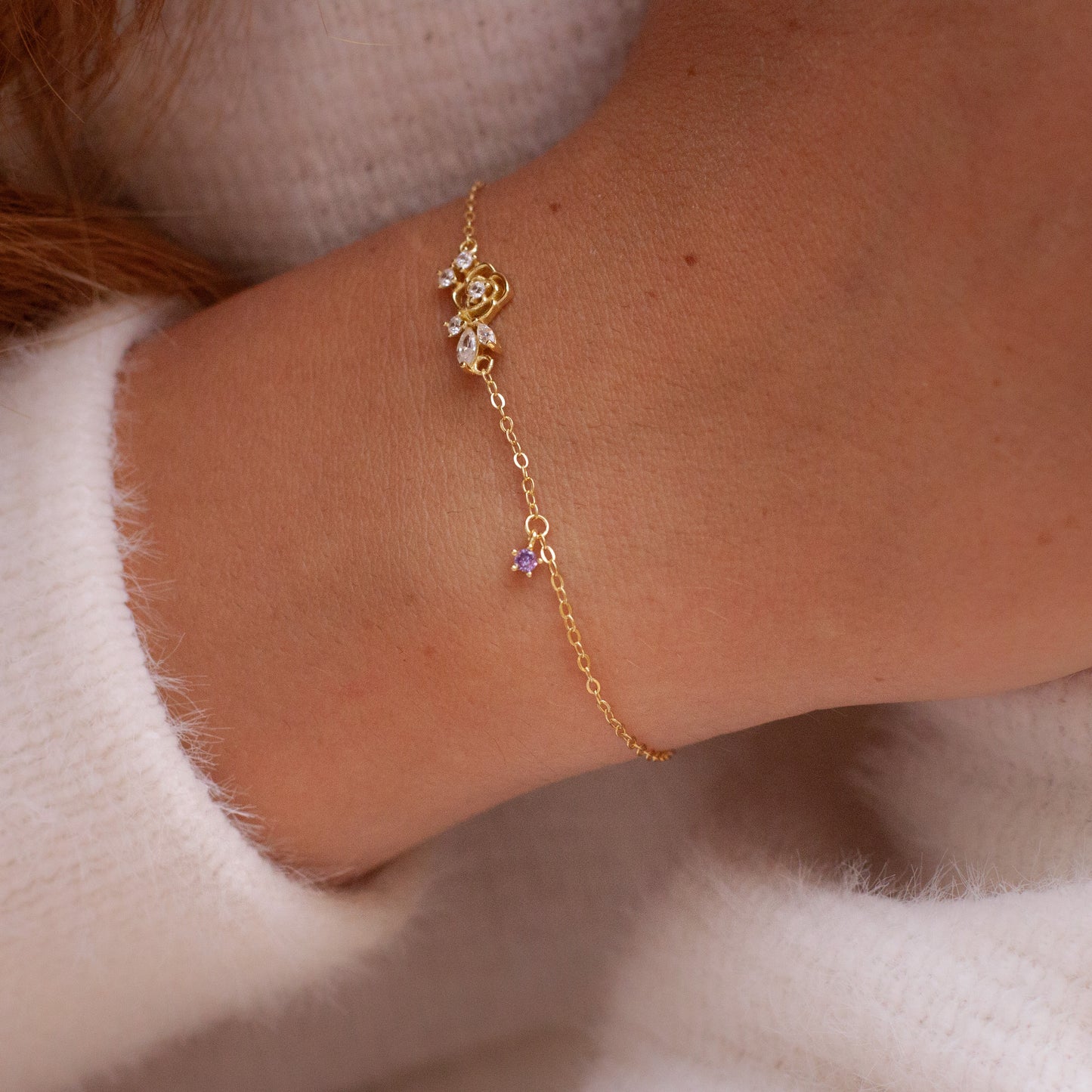 Dainty Silver Flower Bracelet