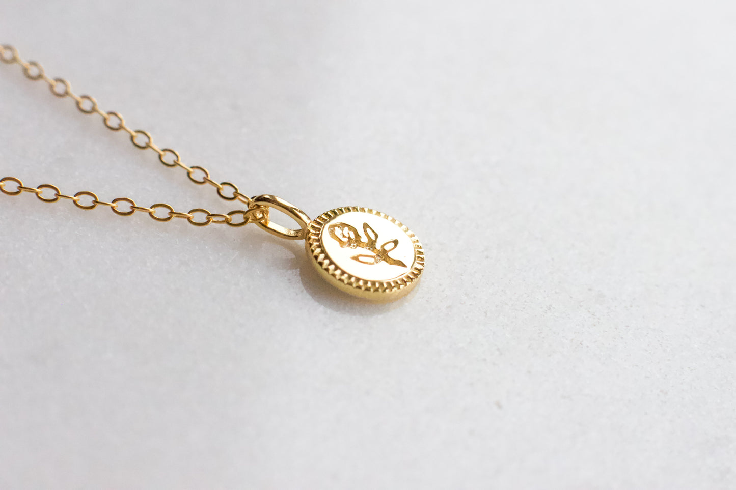 Tiny Flower Disk Pendant Necklace