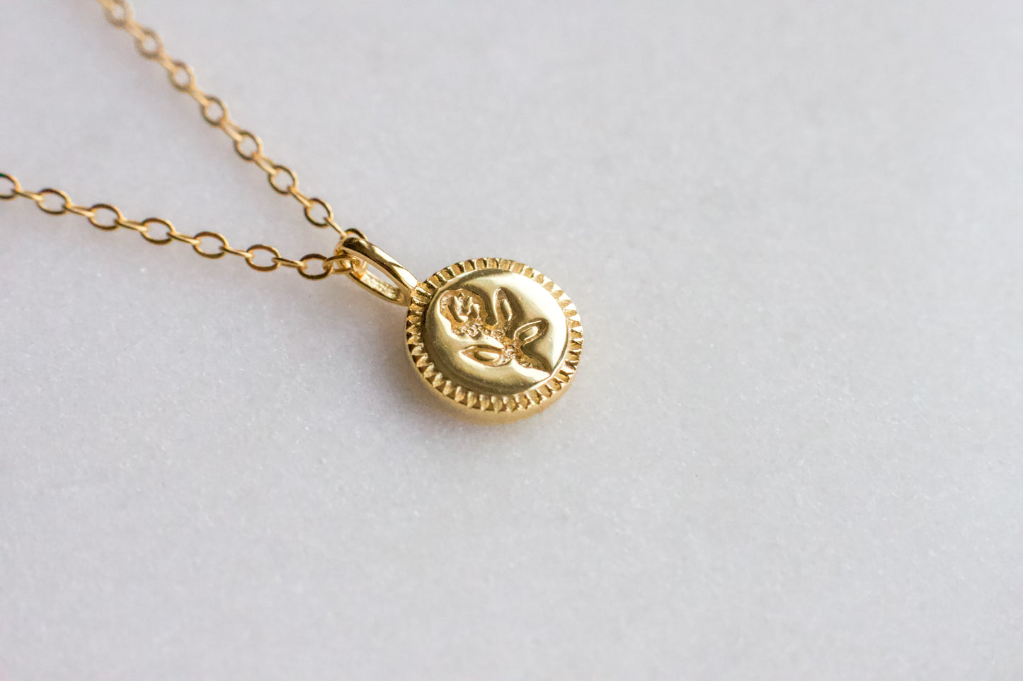 Tiny Flower Disk Pendant Necklace