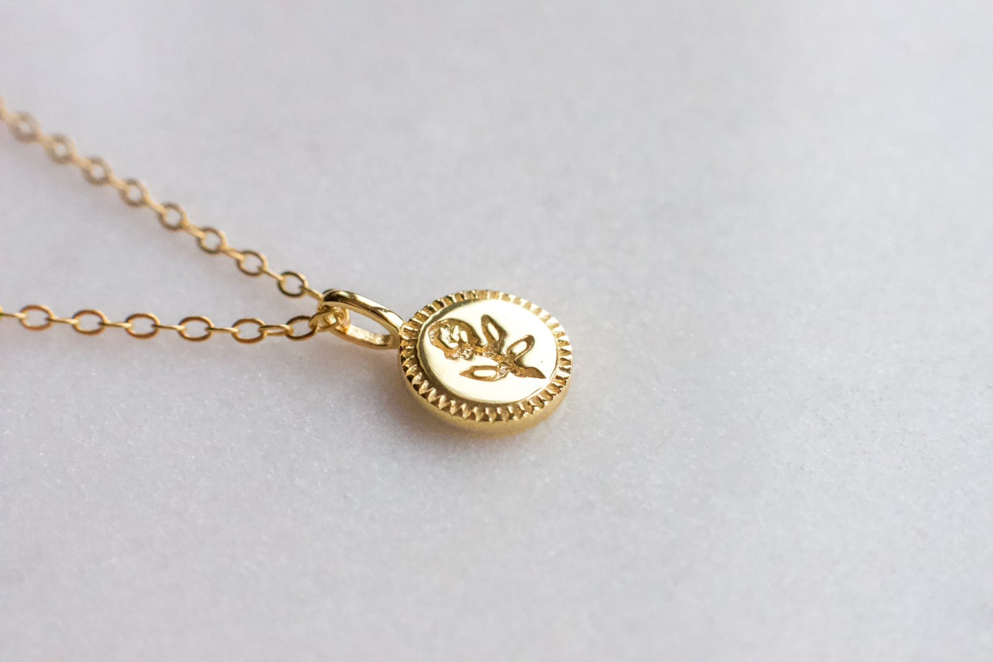 Tiny Flower Disk Pendant Necklace