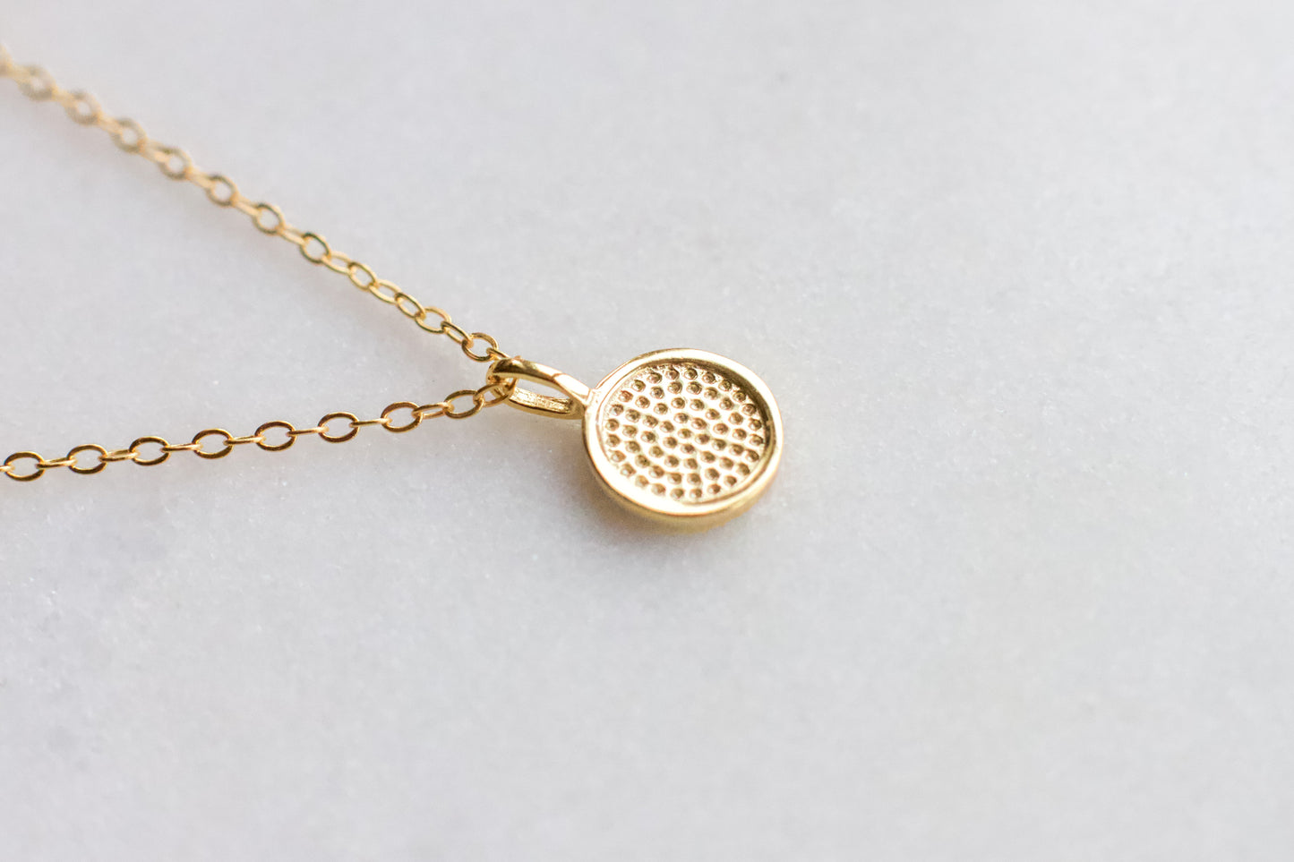 Tiny Flower Disk Pendant Necklace