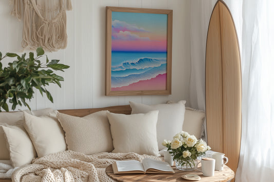 Vibrant Pink & Blue Coastal Print - No1
