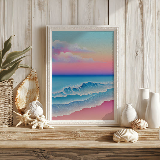 Vibrant Pink & Blue Coastal Print - No1