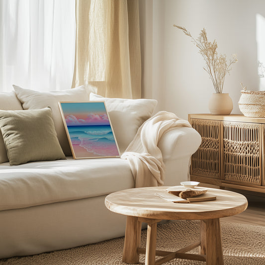 Vibrant Pink & Blue Coastal Print - No2