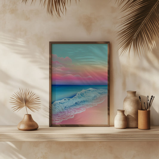 Vibrant Pink & Blue Coastal Print - No3