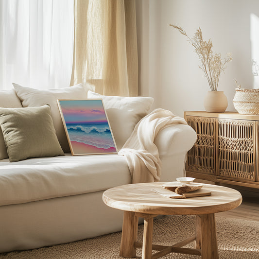 Vibrant Pink & Blue Coastal Print - No4