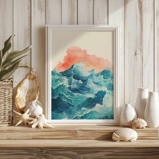 Bold Abstract Ocean Waves Print