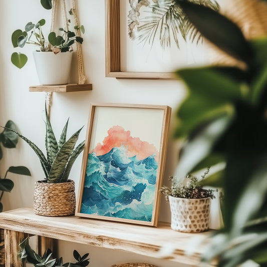 Bold Abstract Ocean Waves Print