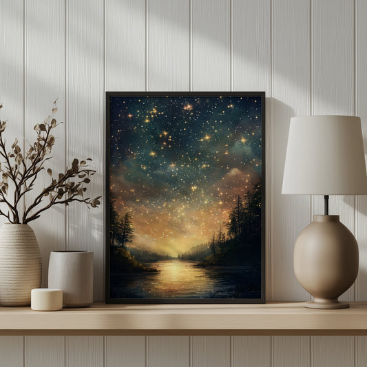 Starry Night Sky Watercolour Print