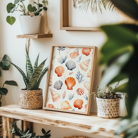 Minimalist Seashell Watercolour Print