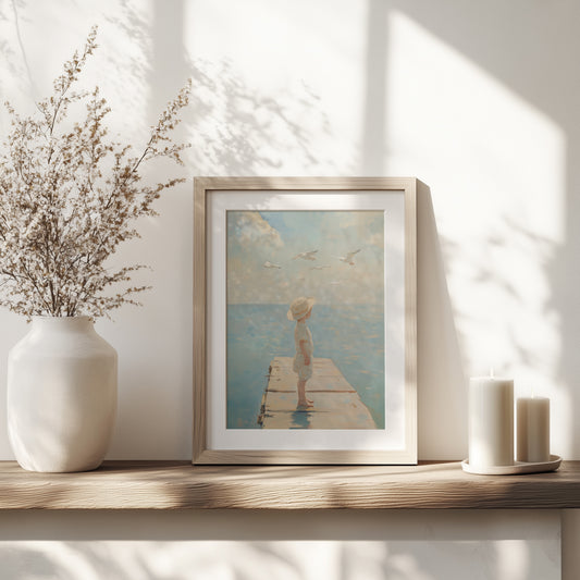 Child by the Sea Oil Painting Print