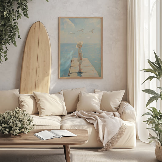 Child by the Sea Oil Painting Print