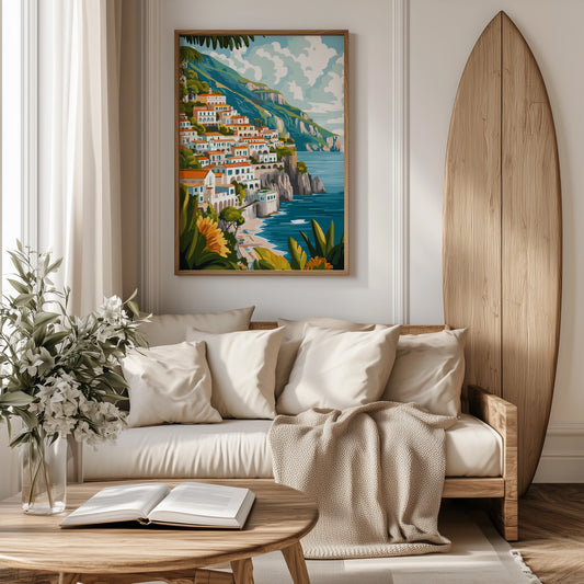 Vibrant Amalfi Coast Cliffside Print