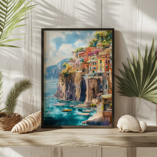 Amalfi Coast Clifftop Village Print