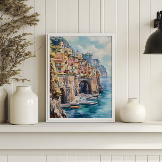 Italian Cliffside Town Print