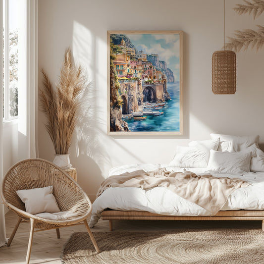 Italian Cliffside Town Print