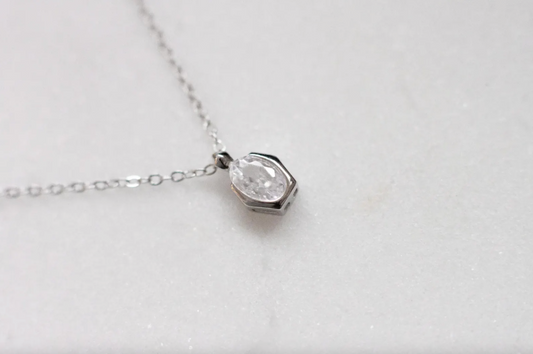 Minimalist Dainty Silver Cubic Zirconia Necklace