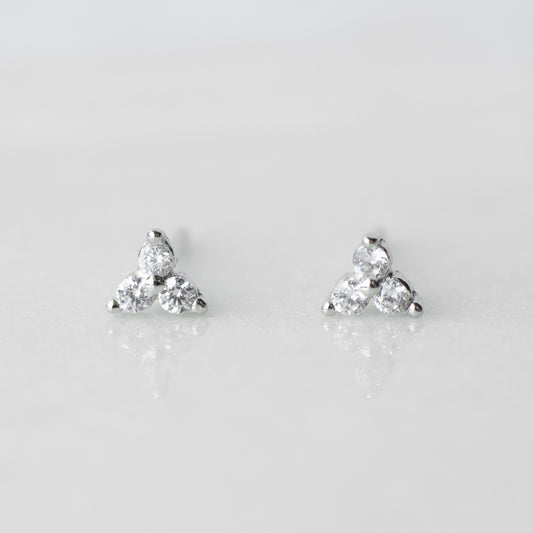 Triangle cubic zirconia stud earrings