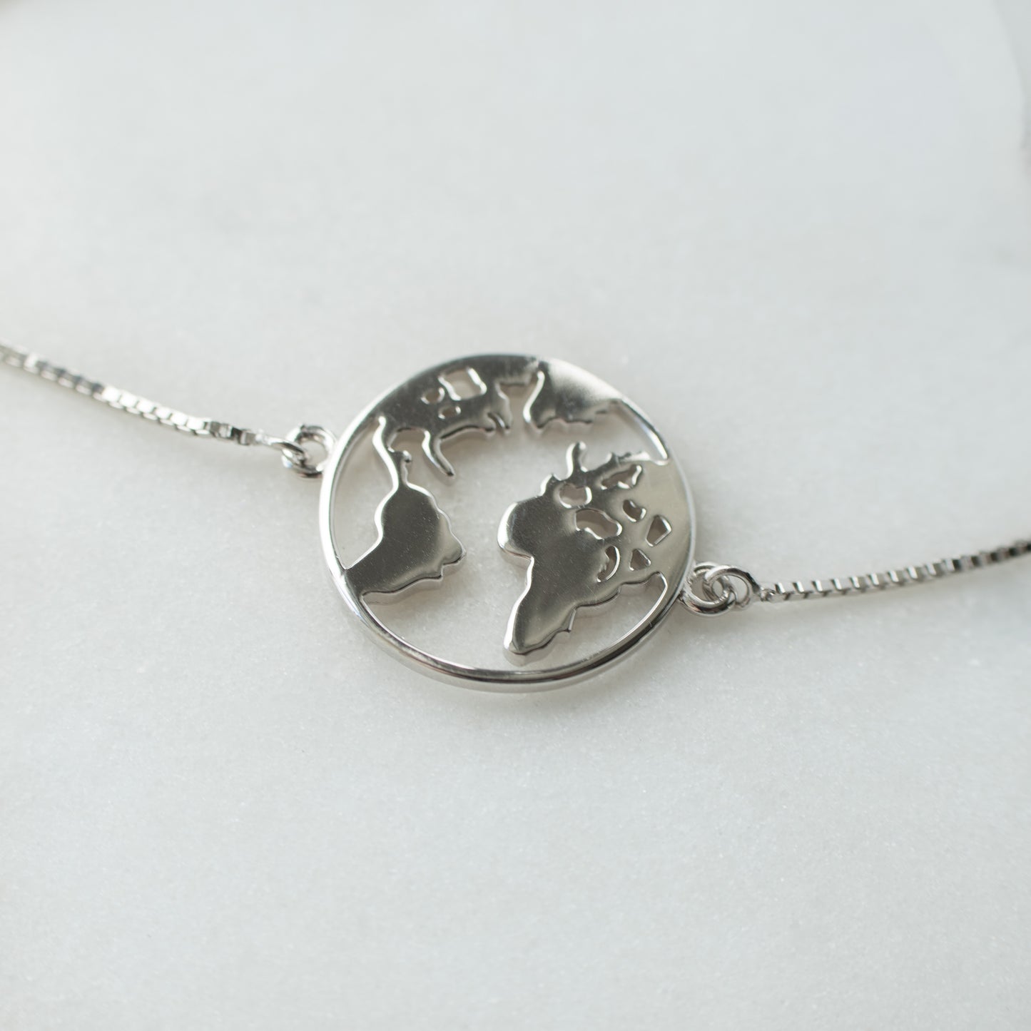 Sterling Silver World Map Bracelet