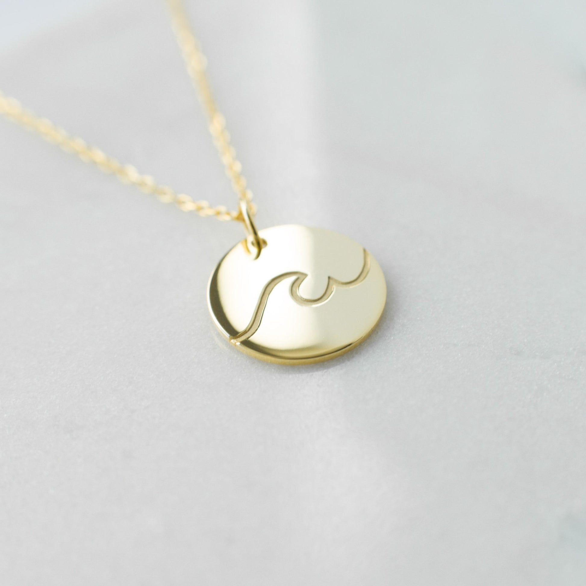 14K Gold plated engraved wave necklace