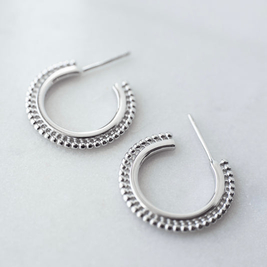 Boho sterling silver hoops