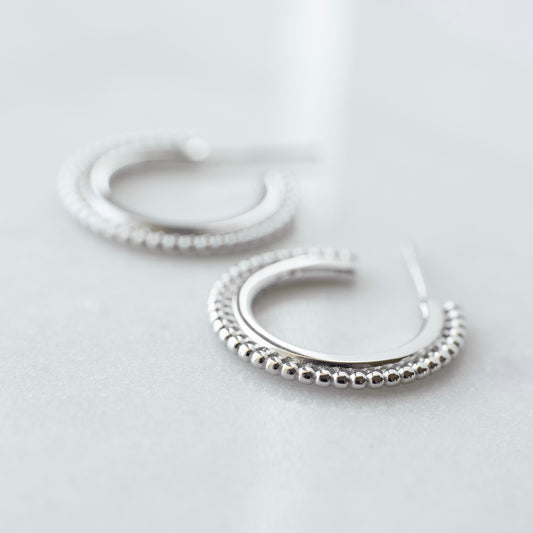 Boho sterling silver hoops