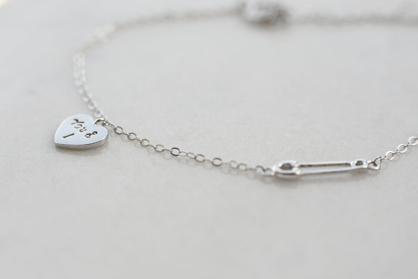 'You & I' Silver Heart Bracelet