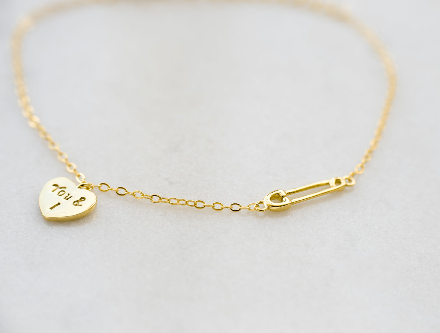 'You & I' Gold Heart Bracelet