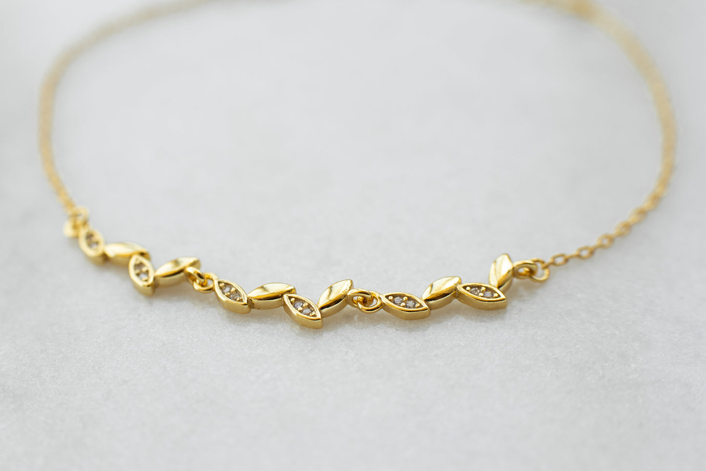 Tiny Gold Leaf Bracelet