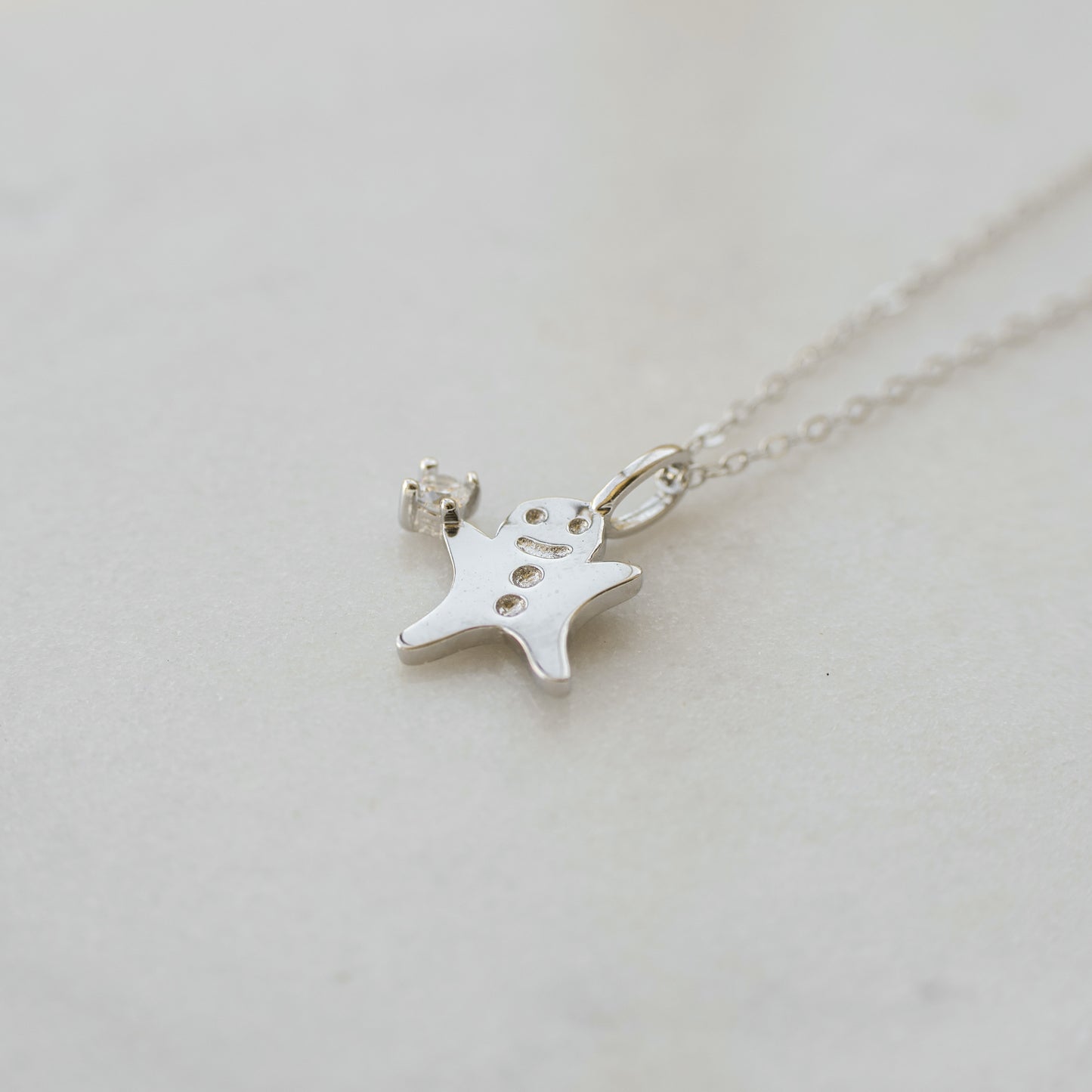 Tiny Silver Gingerbread Man Necklace