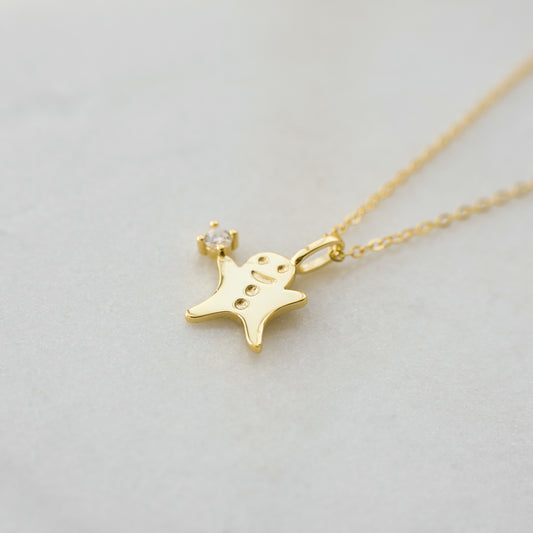 Tiny Gold Gingerbread Man Necklace