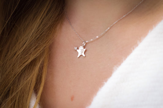 Tiny Silver Gingerbread Man Necklace